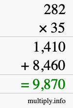 How to calculate 282 times 35 using long multiplication How to calculate 282 times 35 using long multiplication