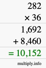 How to calculate 282 times 36 using long multiplication How to calculate 282 times 36 using long multiplication
