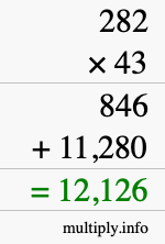 How to calculate 282 times 43 using long multiplication How to calculate 282 times 43 using long multiplication