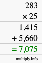 How to calculate 283 times 25 using long multiplication How to calculate 283 times 25 using long multiplication