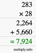 How to calculate 283 times 28 using long multiplication How to calculate 283 times 28 using long multiplication