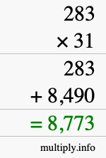 How to calculate 283 times 31 using long multiplication