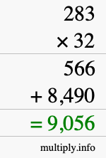 How to calculate 283 times 32 using long multiplication How to calculate 283 times 32 using long multiplication