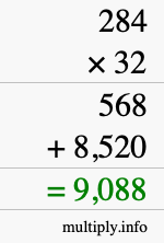 How to calculate 284 times 32 using long multiplication How to calculate 284 times 32 using long multiplication