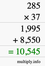 How to calculate 285 times 37 using long multiplication How to calculate 285 times 37 using long multiplication