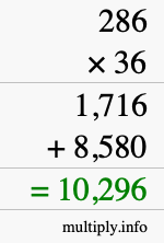 How to calculate 286 times 36 using long multiplication How to calculate 286 times 36 using long multiplication