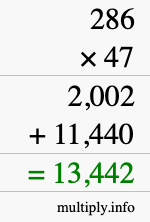 How to calculate 286 times 47 using long multiplication
