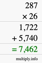 How to calculate 287 times 26 using long multiplication How to calculate 287 times 26 using long multiplication