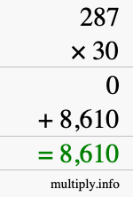 How to calculate 287 times 30 using long multiplication How to calculate 287 times 30 using long multiplication