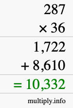 How to calculate 287 times 36 using long multiplication How to calculate 287 times 36 using long multiplication