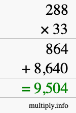 How to calculate 288 times 33 using long multiplication How to calculate 288 times 33 using long multiplication