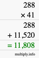 How to calculate 288 times 41 using long multiplication How to calculate 288 times 41 using long multiplication