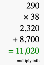 How to calculate 290 times 38 using long multiplication How to calculate 290 times 38 using long multiplication