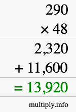 How to calculate 290 times 48 using long multiplication How to calculate 290 times 48 using long multiplication