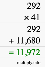 How to calculate 292 times 41 using long multiplication