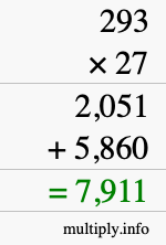 How to calculate 293 times 27 using long multiplication