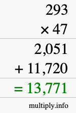How to calculate 293 times 47 using long multiplication