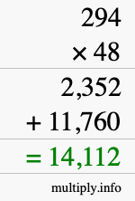 How to calculate 294 times 48 using long multiplication How to calculate 294 times 48 using long multiplication