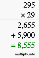 How to calculate 295 times 29 using long multiplication