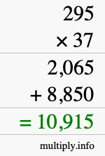How to calculate 295 times 37 using long multiplication