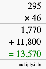 How to calculate 295 times 46 using long multiplication