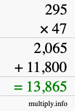 How to calculate 295 times 47 using long multiplication