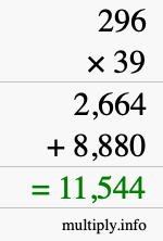 How to calculate 296 times 39 using long multiplication How to calculate 296 times 39 using long multiplication