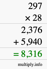 How to calculate 297 times 28 using long multiplication How to calculate 297 times 28 using long multiplication