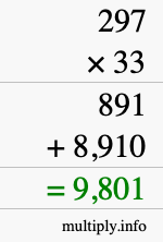 How to calculate 297 times 33 using long multiplication How to calculate 297 times 33 using long multiplication