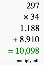 How to calculate 297 times 34 using long multiplication