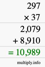 How to calculate 297 times 37 using long multiplication