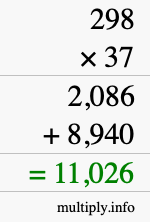 How to calculate 298 times 37 using long multiplication