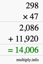 How to calculate 298 times 47 using long multiplication