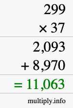 How to calculate 299 times 37 using long multiplication