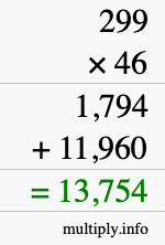 How to calculate 299 times 46 using long multiplication