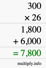 How to calculate 300 times 26 using long multiplication
