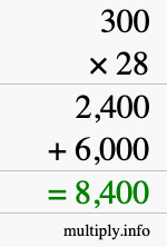 How to calculate 300 times 28 using long multiplication How to calculate 300 times 28 using long multiplication