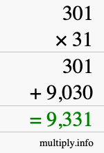 How to calculate 301 times 31 using long multiplication How to calculate 301 times 31 using long multiplication