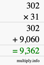 How to calculate 302 times 31 using long multiplication How to calculate 302 times 31 using long multiplication