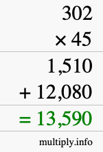 How to calculate 302 times 45 using long multiplication How to calculate 302 times 45 using long multiplication