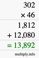 How to calculate 302 times 46 using long multiplication