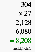 How to calculate 304 times 27 using long multiplication How to calculate 304 times 27 using long multiplication