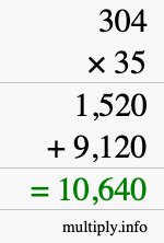 How to calculate 304 times 35 using long multiplication How to calculate 304 times 35 using long multiplication