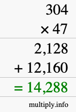 How to calculate 304 times 47 using long multiplication