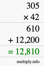 How to calculate 305 times 42 using long multiplication How to calculate 305 times 42 using long multiplication