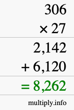 How to calculate 306 times 27 using long multiplication How to calculate 306 times 27 using long multiplication