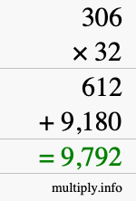 How to calculate 306 times 32 using long multiplication How to calculate 306 times 32 using long multiplication