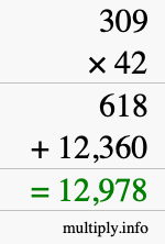 How to calculate 309 times 42 using long multiplication How to calculate 309 times 42 using long multiplication