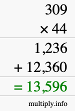 How to calculate 309 times 44 using long multiplication How to calculate 309 times 44 using long multiplication