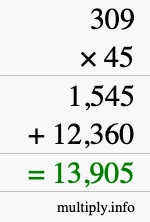 How to calculate 309 times 45 using long multiplication How to calculate 309 times 45 using long multiplication